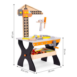 Medinis dirbtuvių stalas su įrankiais vaikams ECOTOYS - Image 8