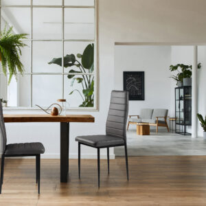 Valgomojo ir svetainės kėdžių komplektas, eko-oda, 4 vnt., aukštas atlošas, pilka, ModernHome - Image 8