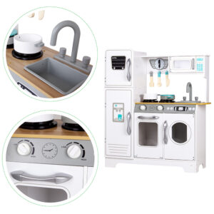Didelė balta medinė vaikiška virtuvėlė ECOTOYS - Image 8