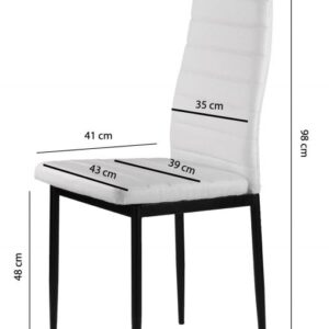 4 valgomojo kėdžių komplektas svetainei iš eko odos, ergonomiškas atlošas, baltos - Image 8