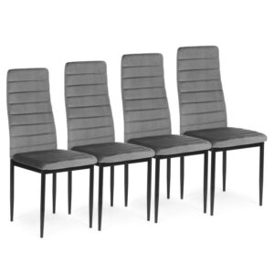 Kėdės su profiliuotu atlošu – PILKAS AKSOMAS – 4 vnt. komplektas - Image 8