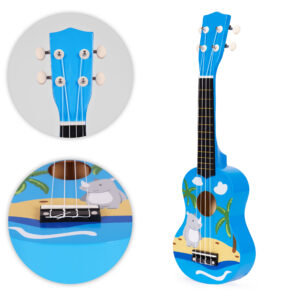 Vaikiška ukulelė, medinė, 4 nailoninės stygos su mediatoriumi ECOTOYS - Image 8