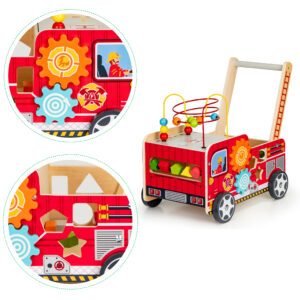Medinis lavinamasis vaikštynė su kaladėlėmis vaikams – Gaisrinės automobilis ECOTOYS - Image 8