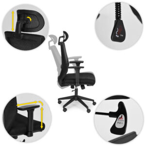 Ergonomiškas pasukamas biuro kėdė, reguliuojamo aukščio, juoda, ModernHome - Image 8