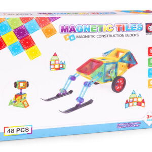 Magnetinių konstruktorių rinkinys namas ir automobilis, 48 dalys - Image 8