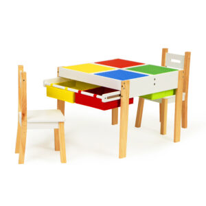 Medinių vaikiškų baldų komplektas: stalas + 2 kėdės ECOTOYS - Image 8