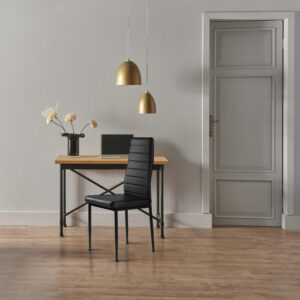 Eko-odos kėdės svetainei ir valgomajam, 4 vienetų komplektas, juodos spalvos, ModernHome - Image 8