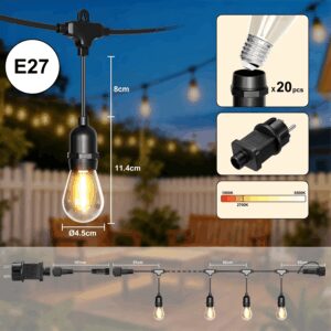 Sodo girlianda su 20x LED lemputėmis 20 m, lauko apšvietimas 9W - Image 8