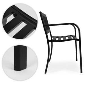 Sodo suoliukas su ažūriniu atlošu 120×50 cm, metalinis, parko stiliaus, juodas, MultiGarden - Image 8