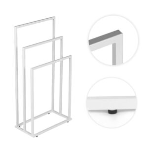 Laisvai pastatomas metalinis rankšluosčių stovas su 3 laikikliais, baltas, ModernHome - Image 8