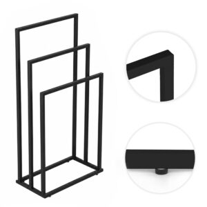 Laisvai pastatomas metalinis rankšluosčių stovas su 3 laikikliais, juodas, ModernHome - Image 8