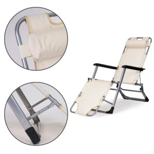Sodo paplūdimio kėdė gultas, sulankstomas 2-in-1, smėlio spalvos, MultiGarden - Image 8