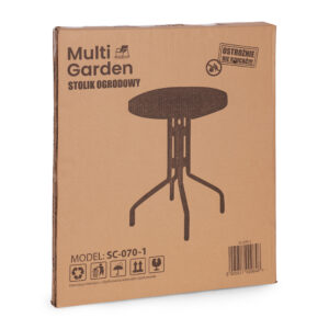 Apvalus sodo stalas 60 cm, grūdinto stiklo stalas sodui, terasai ar balkonui, juodas MultiGarden - Image 8