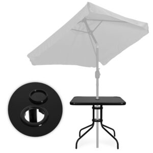 Kvadratinis sodo stalas 80 cm grūdintas stiklas skėčio anga juodas MultiGarden - Image 8