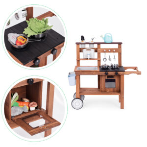 Lauko purvo virtuvėlė vaikams su priedais iš kėnio medienos, ECOTOYS - Image 8