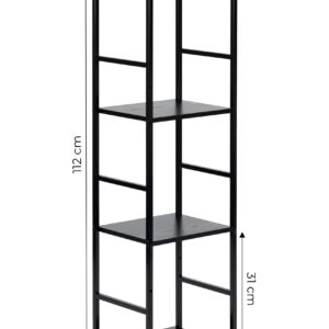 Moderni medinė lentyna, metalinis rėmas LOFT, 4 lentynos, juoda ModernHome - Image 8