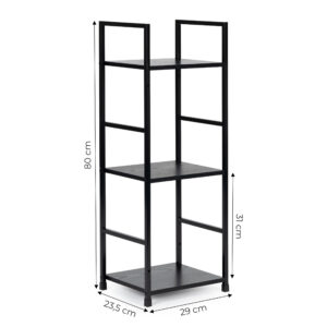 Moderni medinė lentyna, metalinis rėmas LOFT, 3 lentynos, juoda ModernHome - Image 8
