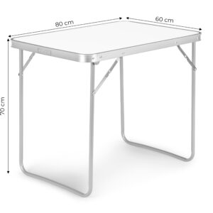 Stovyklavimo stalas, sulankstomas iškylų stalas, 80x60 cm, baltas, MultiGarden - Image 9