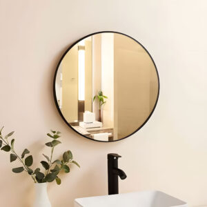 Sieninis veidrodis 60 cm pakabinamas modernus aliuminio rėmas juodas ModernHome - Image 9