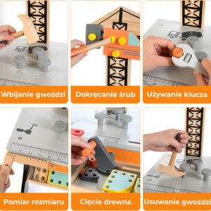Medinis dirbtuvių stalas su įrankiais vaikams ECOTOYS - Image 9