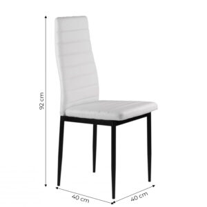 4 valgomojo kėdžių komplektas svetainei iš eko odos, ergonomiškas atlošas, baltos - Image 9