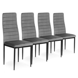 Kėdės su profiliuotu atlošu – PILKAS AKSOMAS – 4 vnt. komplektas - Image 9