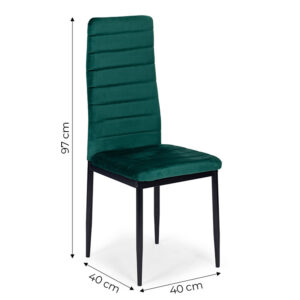 Kėdės su profiliuotu atlošu – ŽALIAS AKSOMAS – 4 vnt. komplektas - Image 9