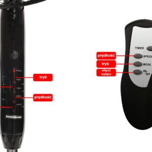 Pastatomas grindų ventiliatorius 45W – 3 režimai, 5 mentės, laikmatis, nuotolinio valdymo pultas - Image 9