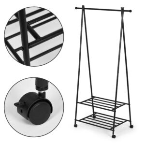 Pastatoma drabužių kabykla su 2 lentynomis drabužiams ir batams – ModernHome - Image 9