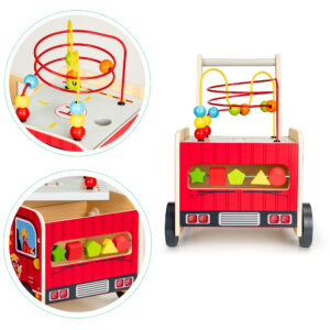 Medinis lavinamasis vaikštynė su kaladėlėmis vaikams – Gaisrinės automobilis ECOTOYS - Image 9