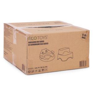 Vaikiška tualeto kėdutė su laipteliais ir platforma, rožinė, ECOTOYS - Image 9