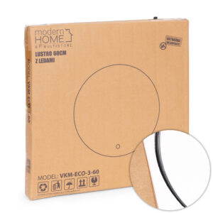 Apvalus LED vonios veidrodis, montuojamas ant sienos, 60 cm, 3 spalvų, jutiklinis jungiklis ModernHome - Image 9