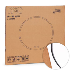Apvalus LED vonios veidrodis, montuojamas ant sienos, 60 cm, 3 spalvų, jutiklinis jungiklis, ryškumo reguliavimas, ModernHome - Image 9