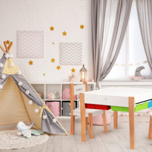 Medinių vaikiškų baldų komplektas: stalas + 2 kėdės ECOTOYS - Image 9
