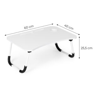 Sulankstomas nešiojamojo kompiuterio stovas, lovos staliukas 60x40 cm, baltas, ModernHome - Image 9