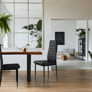 Eko-odos kėdės svetainei ir valgomajam, 4 vienetų komplektas, juodos spalvos, ModernHome - Image 9