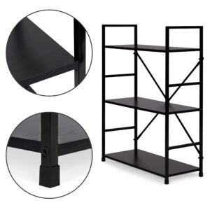 Medinė knygų lentyna su metaliniu rėmu, plati LOFT, 3 lentynos ModernHome - Image 9