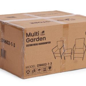 Sodo baldų komplektas 2 foteliai + stalas su grūdintu stiklu, juodas, MultiGarden - Image 9