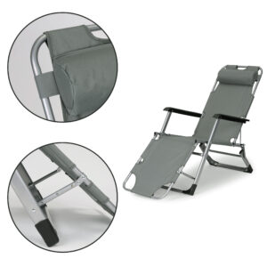 Sodo paplūdimio gultas, sulankstomas 2-in-1, pilkas, MultiGarden - Image 9