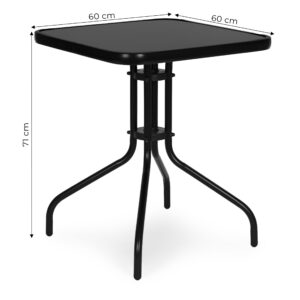 Kvadratinis sodo stalas 60 cm grūdinto stiklo stalas sodui, terasai, balkonui, juodas MultiGarden - Image 9