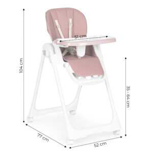 Aukšta kėdutė su aukščio reguliavimu, eko odos apmušalais, saugos diržais ir dvigubu padėklu, rožinė, ECOTOYS - Image 9