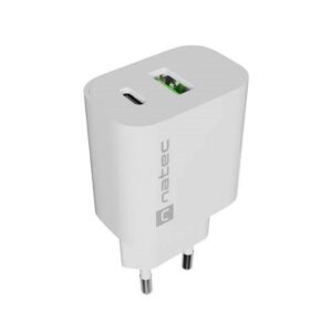 SIENINIS ĮKROVIKLIS NATEC RIBERA 1X USB-A + 1X USB-C 20W BALTAS