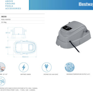 Bestway baseino vandens šildytuvas – Vandens šildytuvas 58259 - Image 3