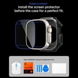 SPIGEN RUGGED ARMOR IR GRŪDINTO STIKLO APSAUGINIS STIKLAS APPLE WATCH ULTRA 1 / 2 / 3 (49 MM) MATINĖ JUODA - Image 9