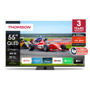 TV Set|THOMSON|55"|4K/Smart|QLED|3840x2160|Wireless LAN|Bluetooth|Google TV|Black|55QG7C14 - Image 1