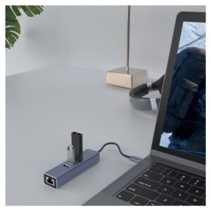 Savio AK-57 USB-A - 3 x USB-A HUB with RJ-45 Gigabit Ethernet adapter 5000 Mbit/s grey USB 3.2 Gen 1 (3.1 Gen 1) Micro-B 5000 Mbit/ai Juoda - Image 3