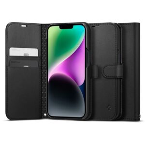 Spigen Wallet S, juodos spalvos - Apple iPhone 14