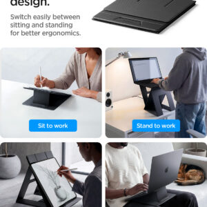Spigen Slim Fold Laptop Stand & Standing Desk LD201-S10, black - Image 10