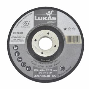 LUKAS ŠLIFAVIMO DISKAS 125mm x 6,0mm A24/30S-BF* METALUI....%%%