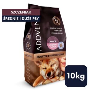 ADDVENA Boosted by superfoods Junior Medium/Large Beef - sausas maistas šunims - 10kg